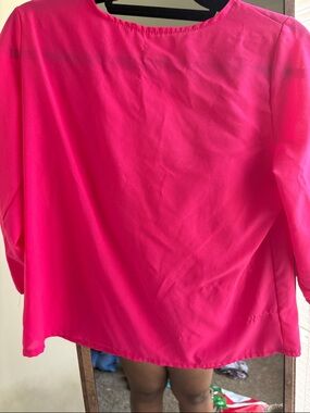 Bright Hot Pink Long Sleeve Blouse